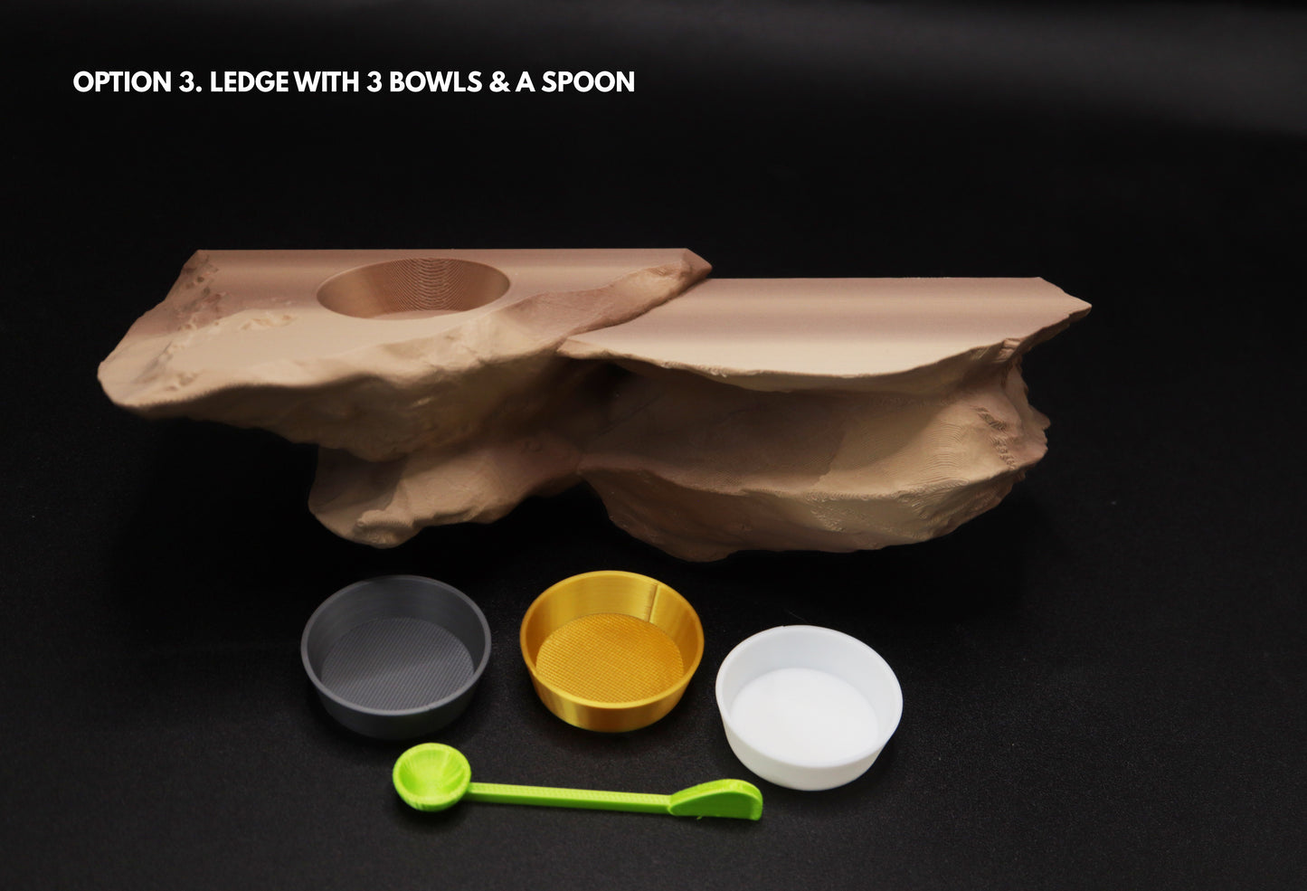 Magnetic Rocky Gecko Food Ledge, Bowls & Spoon Kit